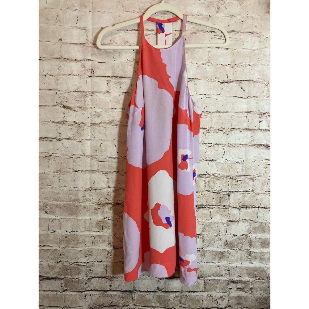 Annie Griffin Silk Dress Womens XS Halter Neck Colorful Retro Floral‎ Racerback